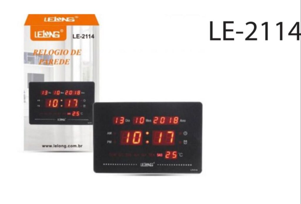 Relogio Digital De Parede Lelong LE 2114 WZH Eletronico