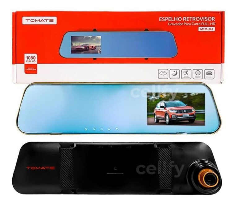 Kit Espelho Retrovisor Câmera De Ré Gravador Para Carro Full HD