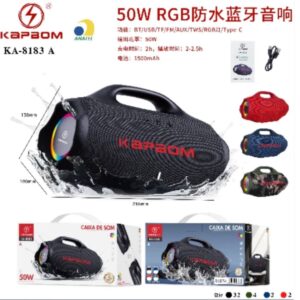 Caixa de som Bluetooth RGB Resistente agua 50w Kapbom KA-8183 A