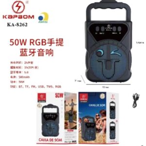 Caixa de som Bluetooth RGB 50W  Kapbom KA-8262