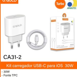 Carregador Turbo A'gold Tipo c  para iphone 30w CA31-2
