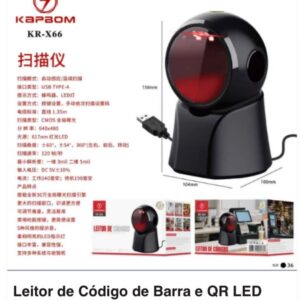 Leitor de Codigo de barra QR Led vermelho Kapbom KR-X66 com fio
