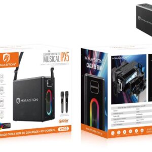 Caixa De Som H'maston RN03 Bluetooth 120w C/2 Microfone Resistente Agua
