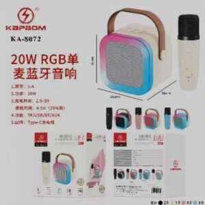 Caixa De Som Bluetooth Kapbom KA-8072 Com LED RGB/ Microfone Sem Fio