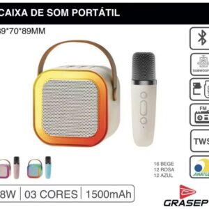 Caixa De Som Bluetooth Grasep D-K12 Com LED RGB/ Microfone Sem Fio