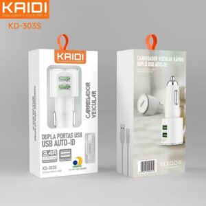 Carregador celular V8 veicular Kaidi 303s 3,4A Rapido