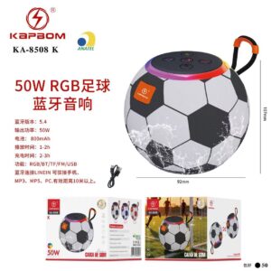 Caixa De Som Bluetooth RGB de 50w para Futebal 107*92mm Kapbom KA-8508 K