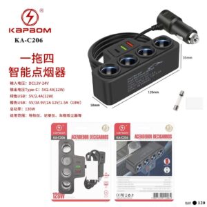 Acendedor De Cigarros Inteligente 4em1 Tipo C Usb120w Kapbom KA-C206