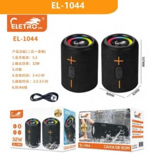 Duplo Caixa De Som Bluetooth Eletromex EL-1044 32W RGB Resistente Agua 2in1