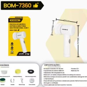 Escova De Limpeza Eletrica Giratoria Multifuncional 5in1 Bomvink BOM-7360