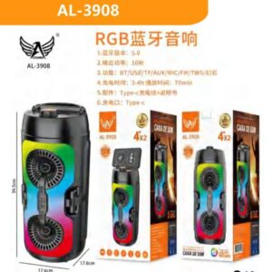 Caixa De Som Bluetooth ALTOMEX AL-3908 Com LED RGB C/suporte Celular