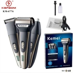 Máquina Corte Aparador Cabelo Barba Nariz 3×1 Kemei KM-6776