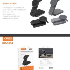 Carregador Inducao 3 in1 Para iphone Kaidi KD-9094