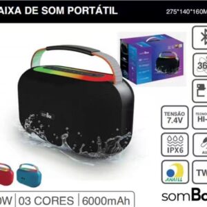 Caixa De Som Bluetooth SOMBOX D-X009 Resistente Agua