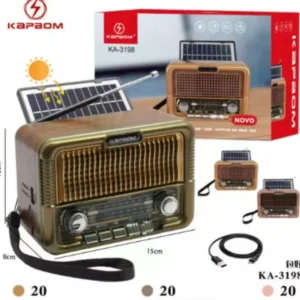 Radio AM/FM Usb Bluetooth C/placa Solar Kapbom KA-3198