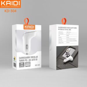 Fonte Veicular Turbo 30w Tipo C USB  Kaidi KD-304