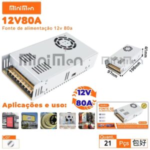 Fonte De Alimentacao 12V 80A Leon