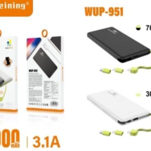Carregador Peining Power Bank Original Wup-951 10000mah- Portatil Com Adaptador Type C E Iphone