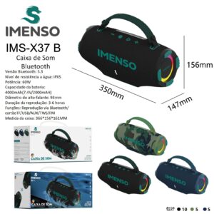 Caixa De Som Bluetooth Imenso IMS-X37 B  Resistente Agua 60W