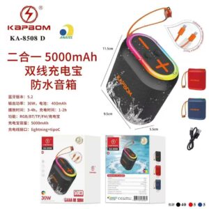 Caixa de Som Bluetooth power bank de 5000mah a prova d'agua Kapbom KA-8508 D