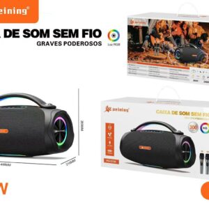 Caixa De Som Bluetooth Peining PEI-S106 C/2microfone Sem fio 300w RGB