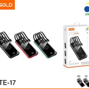Carregador portatil A'gold BTE-17 10000mah Inducao Com Cabos Iphone Type C E V8