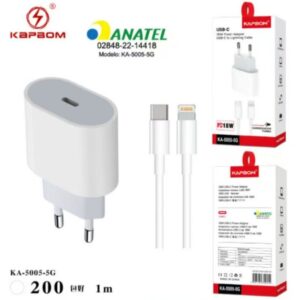 Carregador Iphone PD 18w Kapbom KA-5005-5G Iphone Tipo c
