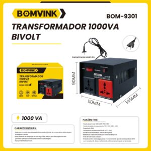 Transformador 1000VA Bivolt Bomvink BOM-9301