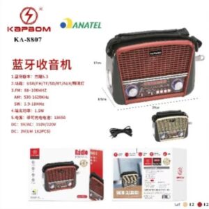 Radio Retro Kapbom KA-8807 c/luz led  FM/AM Bluetooth