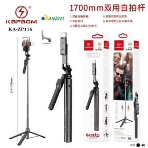 Bastao de selfie com led Controle Bluetooth 170cm Kapbom KA-ZP116 B