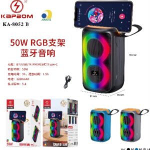 Caixa de som bluetooth com suporte Rgb de 50w Kapbom KA-8052 B