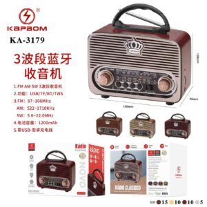 Radio Retro Bluetooth Usb AM/FM Kapbom KA-3179