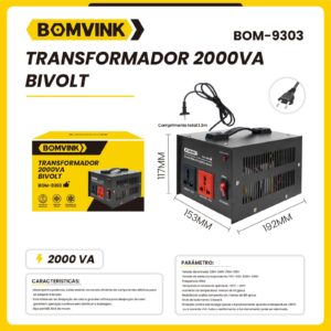 Transformador 2000VA Bivolt Bomvink BOM-9303