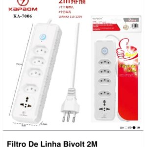 Extensao Filtro de linha Bivolt 2m Kapbom KA-7006