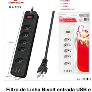 Extensao Filtro de linha Bivolt 3m Kapbom KA-7229