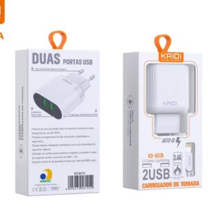 Carregador KAIDI 607A Iphone  2.4A 2USB