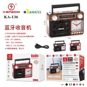Radio Relogio Kapbom KA-136 FM/AM Bluetooth