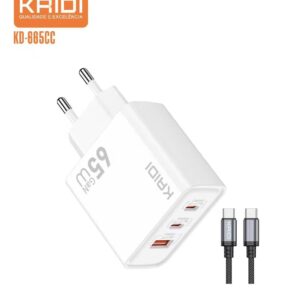 Carregador Turbo Kaidi 65w KD-665CC Duplo PD e usb