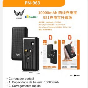 Carregador Power Bank Altomex PN-963 10000mah Portatil Com Cabos