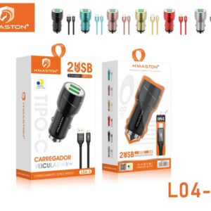 Carregador Veicular H Maston L04-3 3.1a Type c 2usb