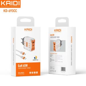 Carregador Turbo 65w Kaidi KD-693CC Tipo C para Tipo C