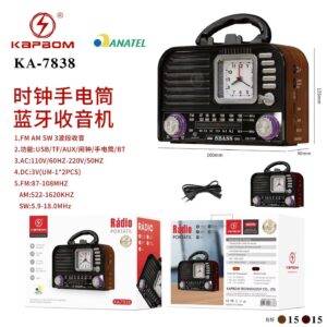 Radio Retro Bluetooth Usb 3w AM/FM/SW Kapbom KA-7838