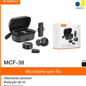 Microfone Lapela 2 IN 1 IOS E Tipo C A'gold MCF-38